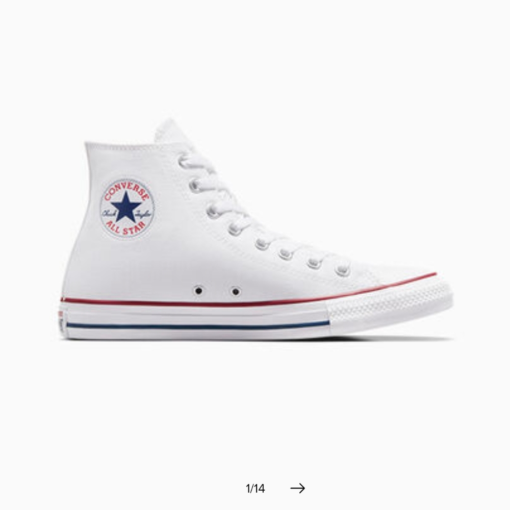 White converse high tops women's 9.5 mens 7.5